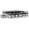 15 Piece Garden Dining Set Black Poly Rattan