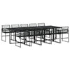 11 Piece Garden Dining Set Black Poly Rattan
