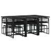 11 Piece Garden Dining Set Black Poly Rattan