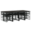13 Piece Garden Dining Set Black Poly Rattan