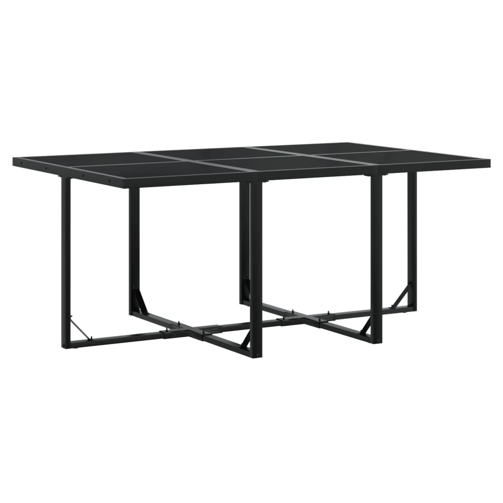7 Piece Patio Dining Set with Cushions Black Textilene
