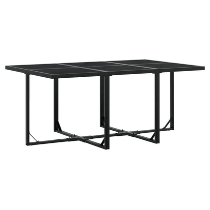 7 Piece Patio Dining Set with Cushions Black Textilene