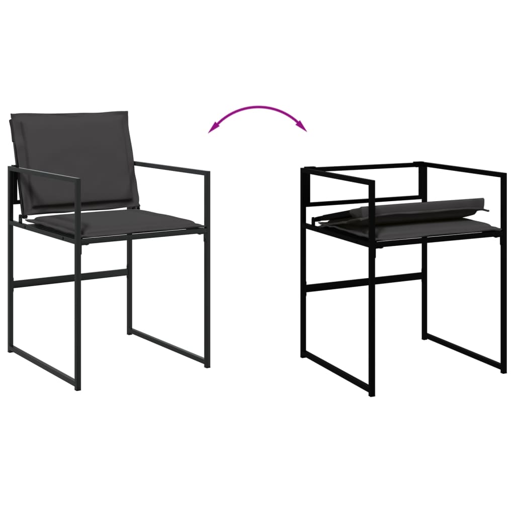 7 Piece Patio Dining Set with Cushions Black Textilene