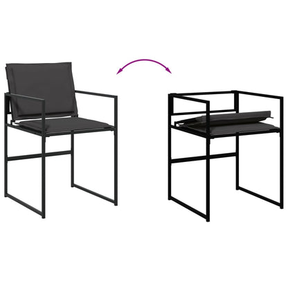 7 Piece Patio Dining Set with Cushions Black Textilene