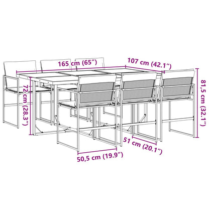 7 Piece Patio Dining Set with Cushions Black Textilene