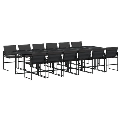 13 Piece Patio Dining Set with Cushions Black Textilene