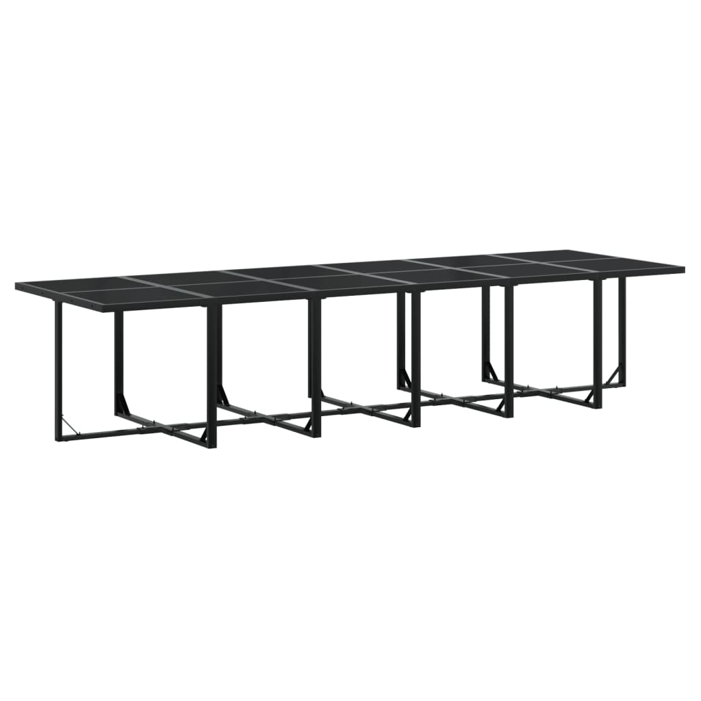 13 Piece Patio Dining Set with Cushions Black Textilene