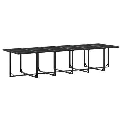 13 Piece Patio Dining Set with Cushions Black Textilene