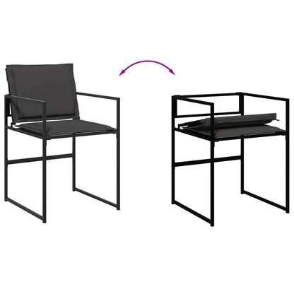 13 Piece Patio Dining Set with Cushions Black Textilene