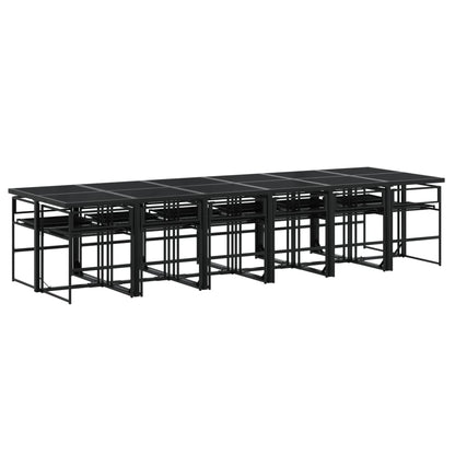 13 Piece Patio Dining Set with Cushions Black Textilene