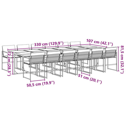 13 Piece Patio Dining Set with Cushions Black Textilene