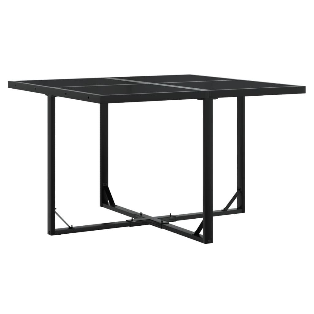 9 Piece Patio Dining Set with Cushions Black Textilene
