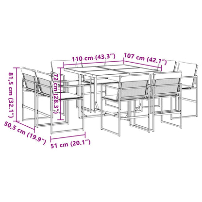 9 Piece Patio Dining Set with Cushions Black Textilene