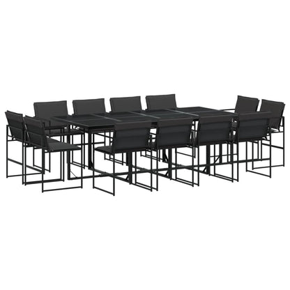 13 Piece Patio Dining Set with Cushions Black Textilene