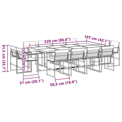 13 Piece Patio Dining Set with Cushions Black Textilene