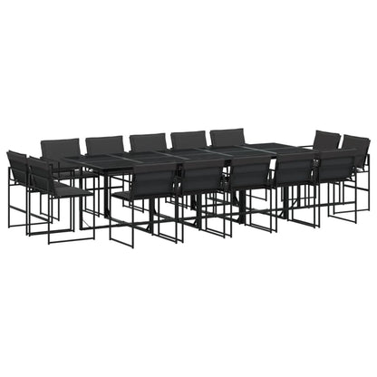 15 Piece Patio Dining Set with Cushions Black Textilene