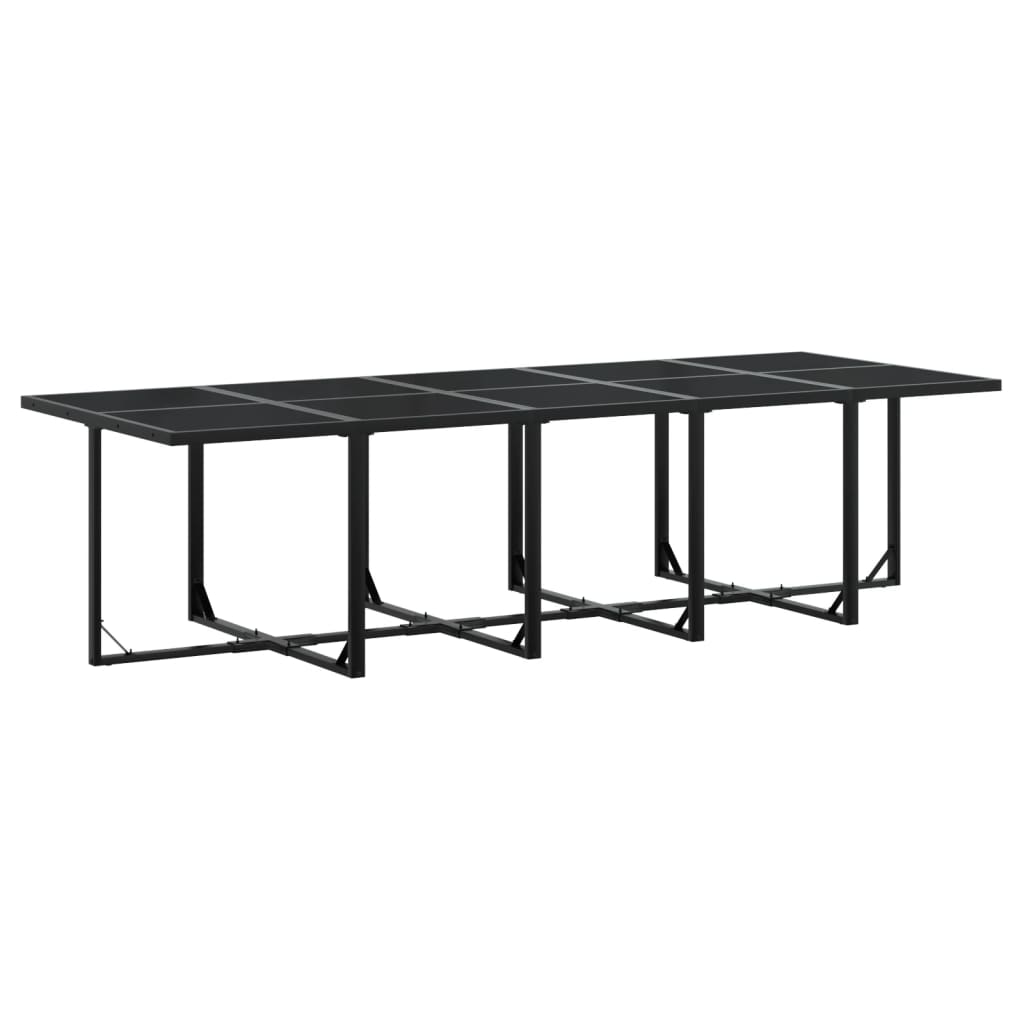 15 Piece Patio Dining Set with Cushions Black Textilene