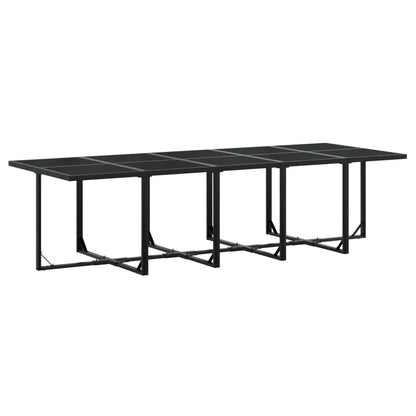 15 Piece Patio Dining Set with Cushions Black Textilene