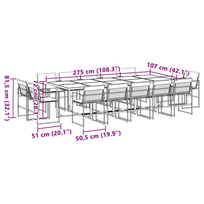 15 Piece Patio Dining Set with Cushions Black Textilene