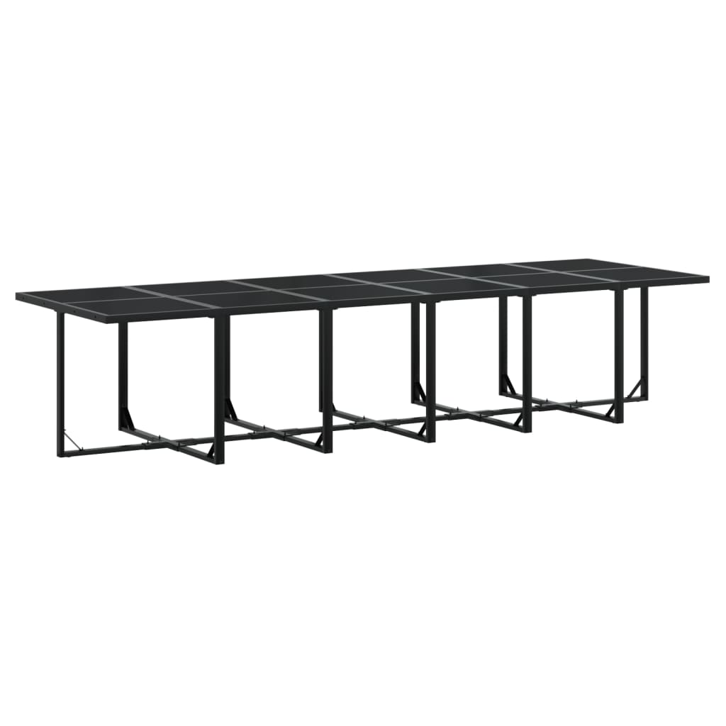 17 Piece Patio Dining Set with Cushions Black Textilene