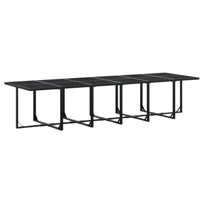 17 Piece Patio Dining Set with Cushions Black Textilene