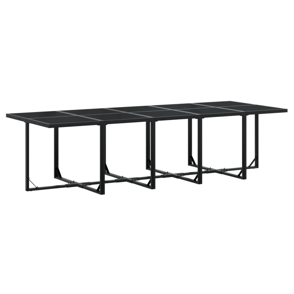 17 Piece Patio Dining Set with Cushions Black Textilene