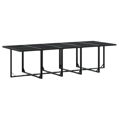 17 Piece Patio Dining Set with Cushions Black Textilene