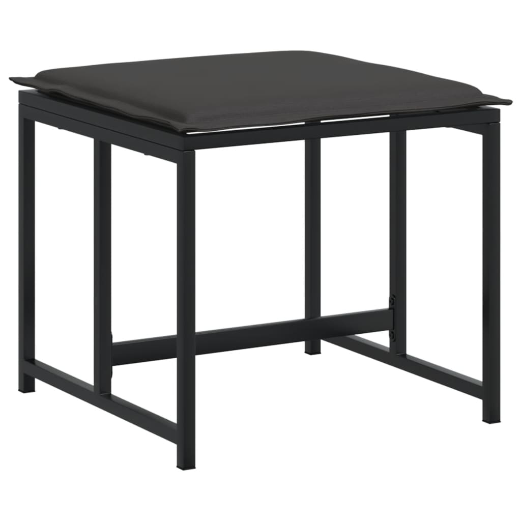 17 Piece Patio Dining Set with Cushions Black Textilene