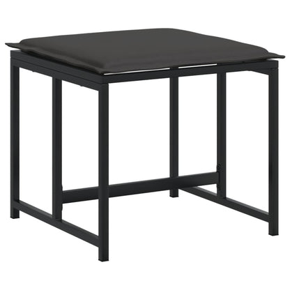 17 Piece Patio Dining Set with Cushions Black Textilene