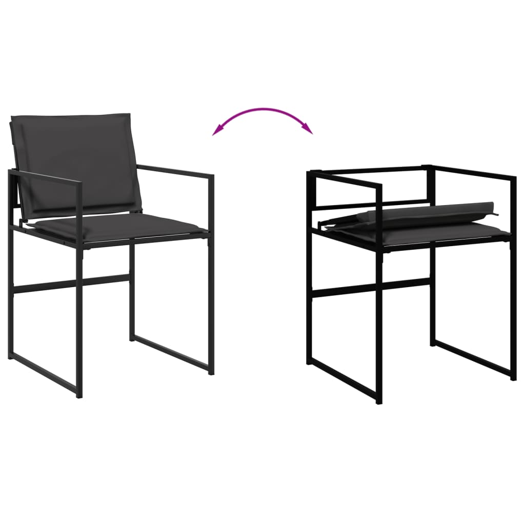 17 Piece Patio Dining Set with Cushions Black Textilene