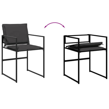17 Piece Patio Dining Set with Cushions Black Textilene