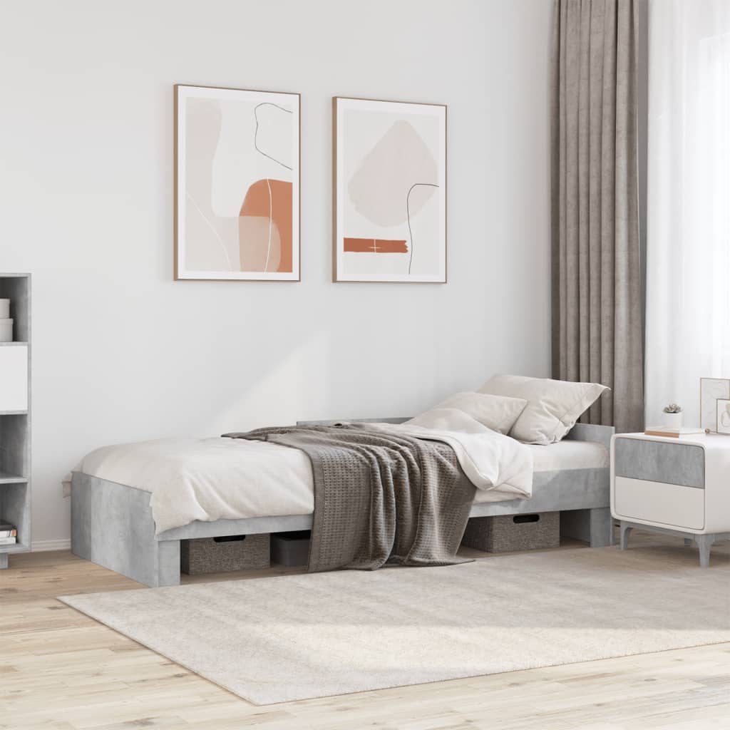 Bed Frame without Mattress Concrete Grey 100x200 cm Engineered Wood