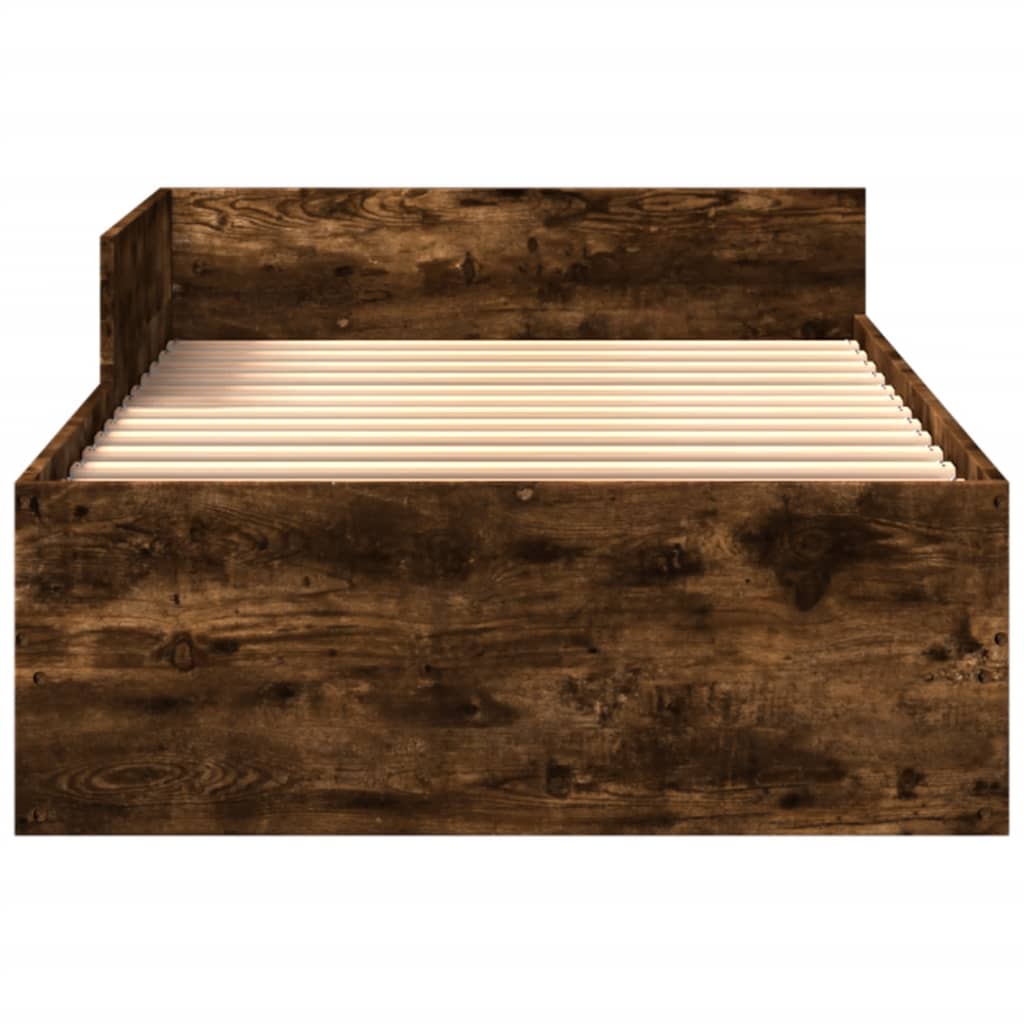 Bed Frame without Mattress Smoked Oak 90x190 cm Single Engineered Wood