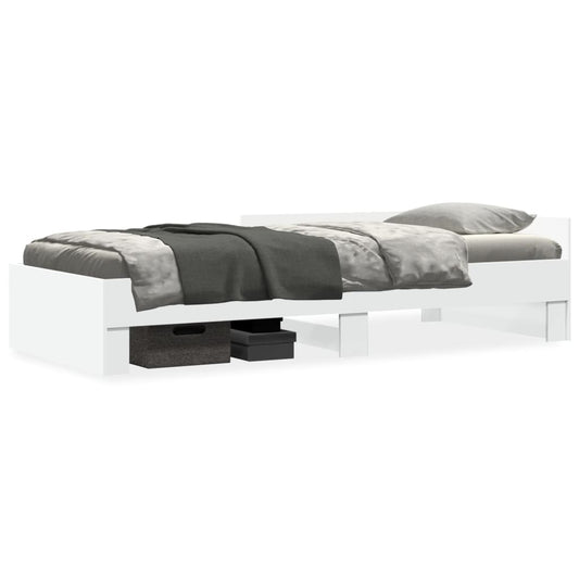 Bed Frame without Mattress White 75x190 cm Small Single Engineered Wood