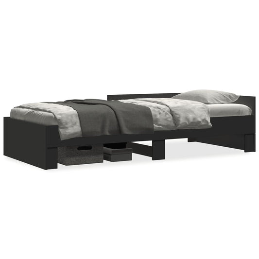 Bed Frame without Mattress Black 75x190 cm Small Single Engineered Wood