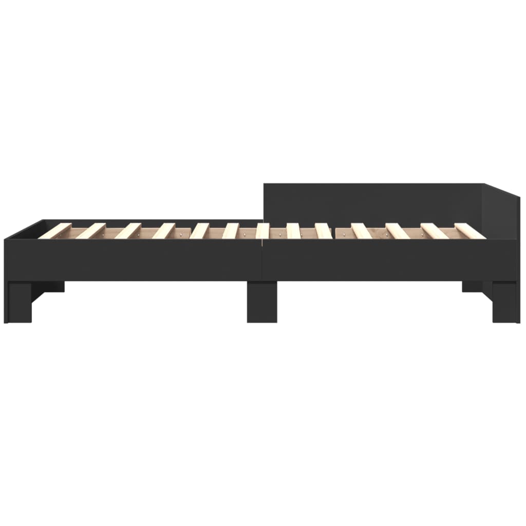 Bed Frame without Mattress Black 75x190 cm Small Single Engineered Wood
