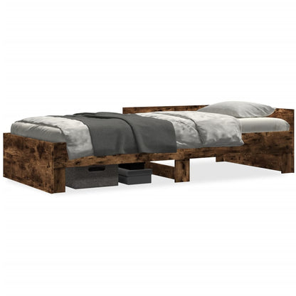 Bed Frame without Mattress Smoked Oak 75x190 cm Small Single Engineered Wood