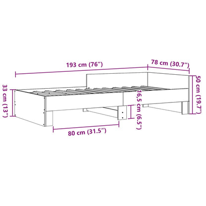 Bed Frame without Mattress Grey Sonoma 75x190 cm Small Single Engineered Wood