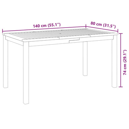 5 Piece Patio Dining Set 55.1"x31.5"x29.1" Solid Wood Acacia