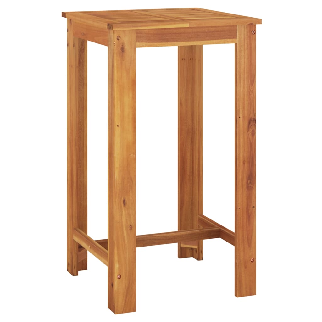 3 Piece Patio Bar Set Gray Solid Wood Acacia and Poly Rattan