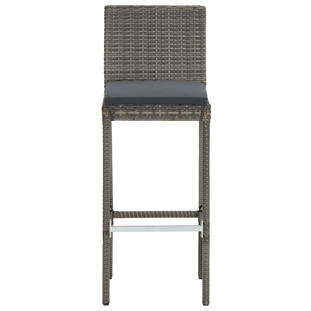3 Piece Patio Bar Set Gray Solid Wood Acacia and Poly Rattan
