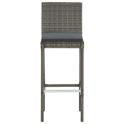 3 Piece Patio Bar Set Gray Solid Wood Acacia and Poly Rattan