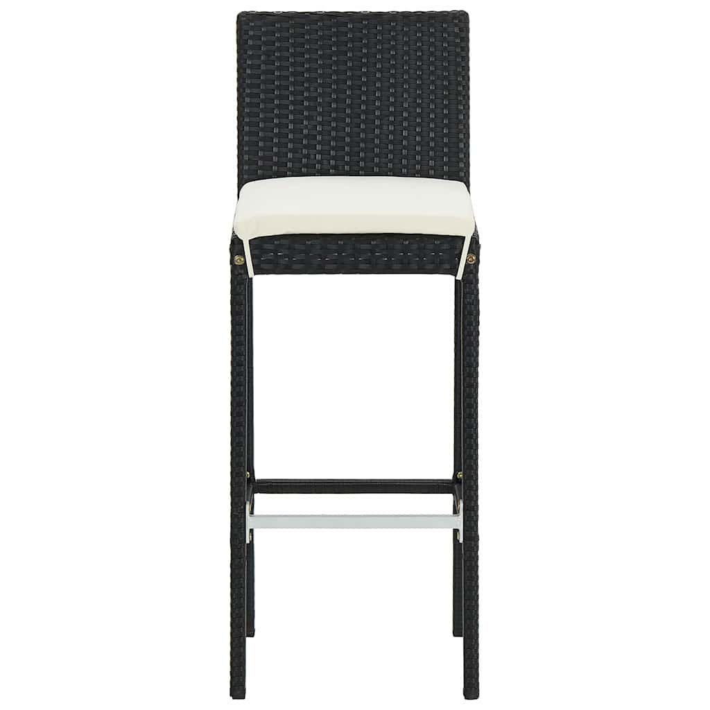 5 Piece Patio Bar Set Black Solid Wood Acacia and Poly Rattan