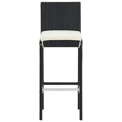 5 Piece Patio Bar Set Black Solid Wood Acacia and Poly Rattan