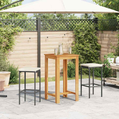 3 Piece Patio Bar Set Black Solid Wood Acacia and Poly Rattan