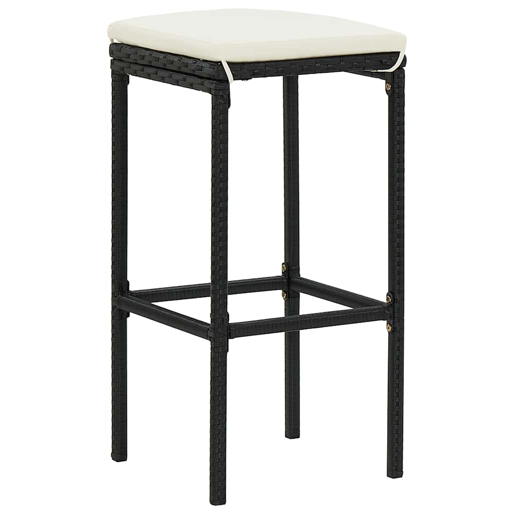 3 Piece Patio Bar Set Black Solid Wood Acacia and Poly Rattan