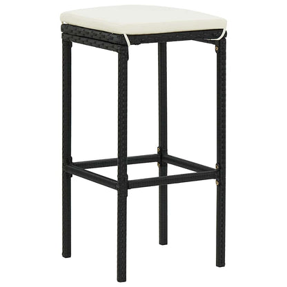 3 Piece Patio Bar Set Black Solid Wood Acacia and Poly Rattan