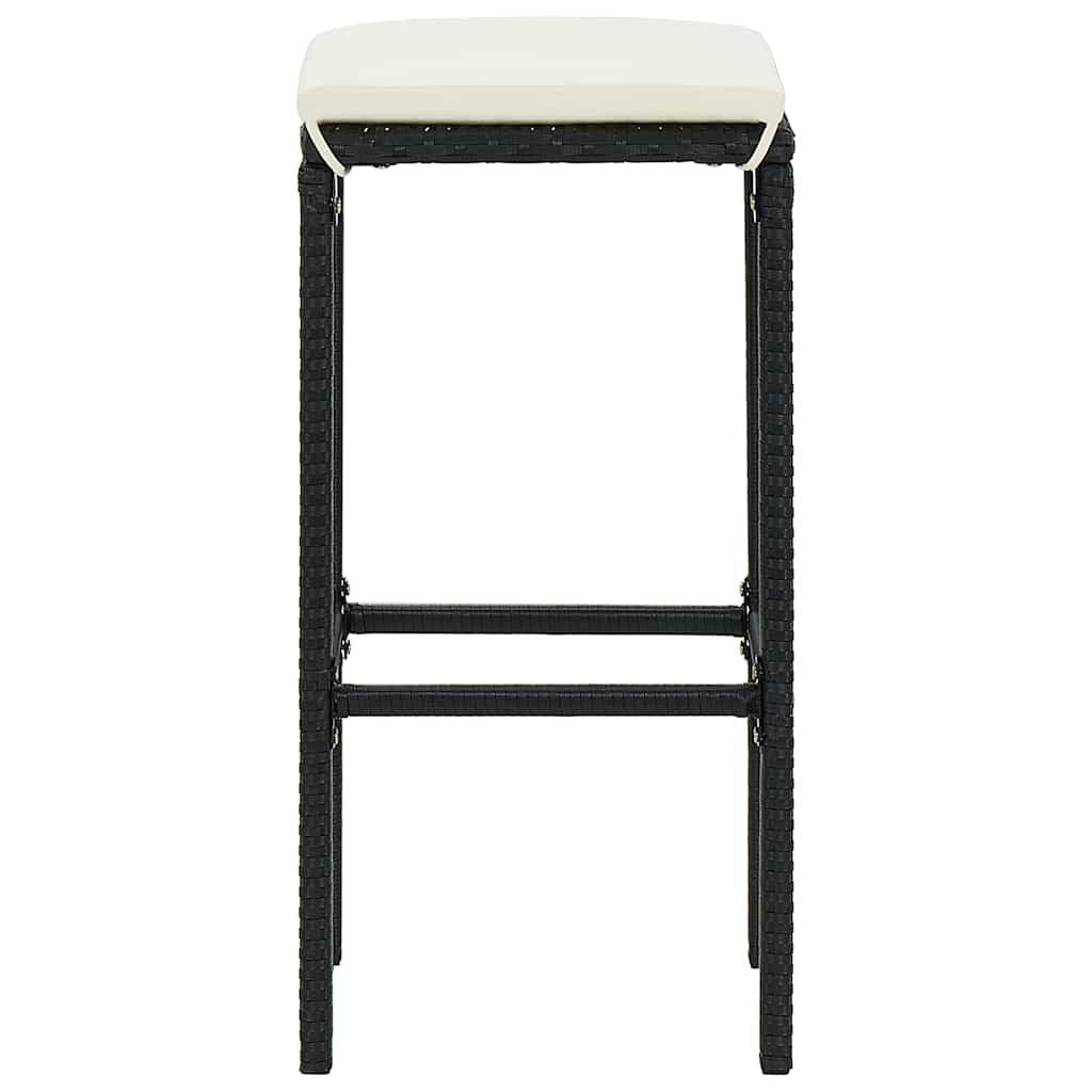 3 Piece Patio Bar Set Black Solid Wood Acacia and Poly Rattan