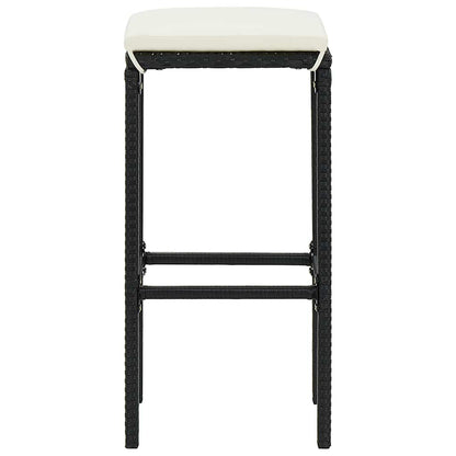 3 Piece Patio Bar Set Black Solid Wood Acacia and Poly Rattan