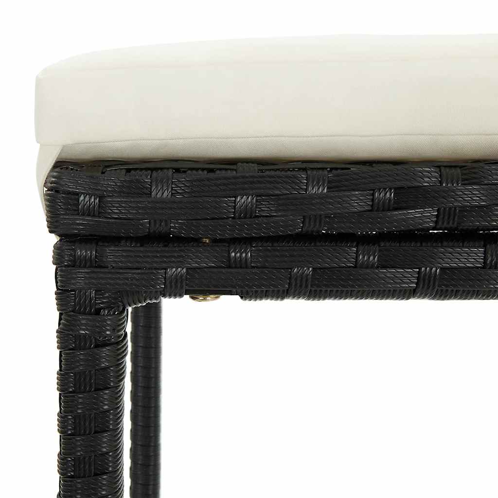 3 Piece Patio Bar Set Black Solid Wood Acacia and Poly Rattan